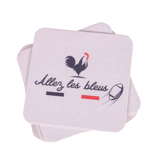 Sous-bock carton compact carré - Allez les Bleus!