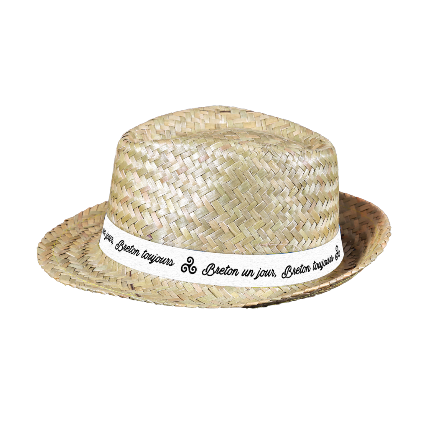 Chapeau Ernest paille naturel bandeau blanc - BZH Bretagne