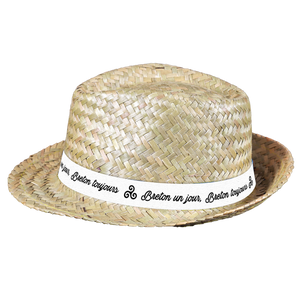 Ernest natural straw hat with white band - BZH Brittany