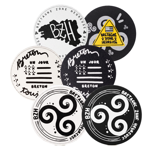 Jules assorted cardboard coasters - BZH Brittany (6 pieces)