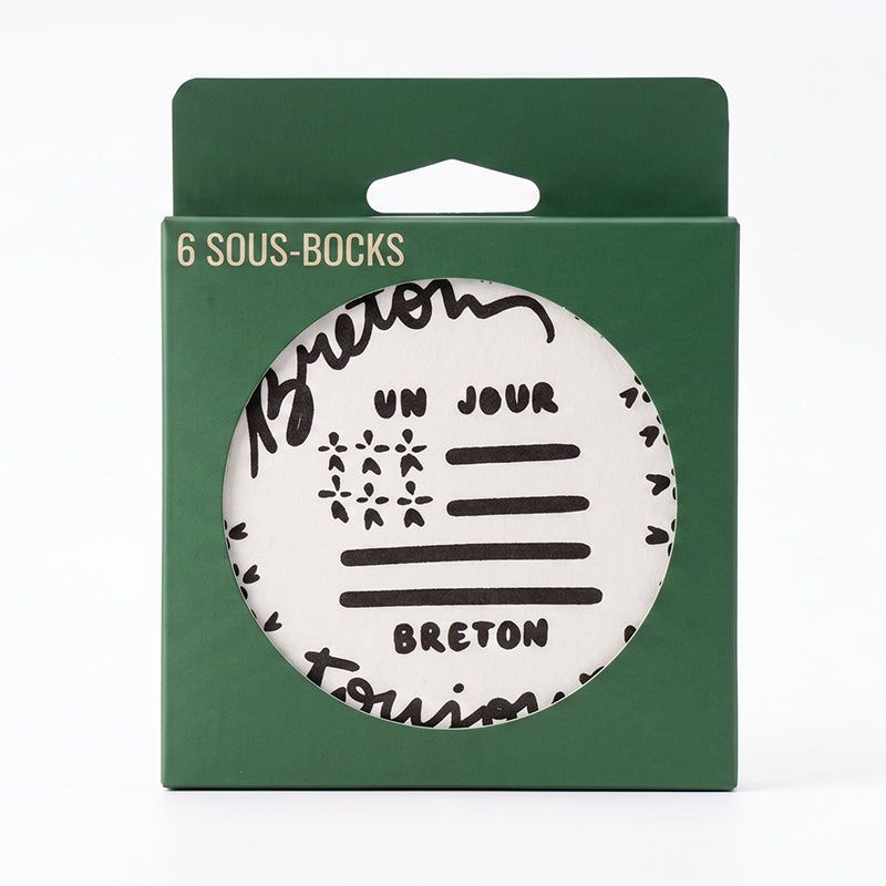 Jules assorted cardboard coasters - BZH Brittany (6 pieces)
