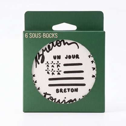 Jules assorted cardboard coasters - BZH Brittany (6 pieces)