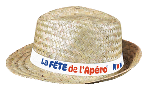 Ernest natural straw hat with white band - Apéro Party