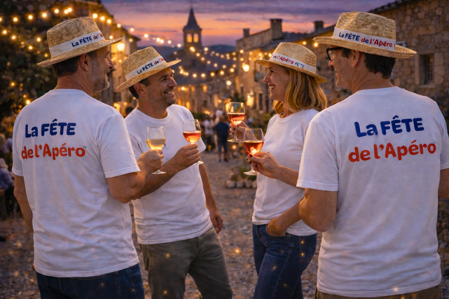 Chapeau Ernest paille naturel bandeau blanc - Fête de l'Apéro
