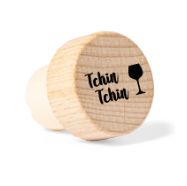 Personalized Charly bottle stopper with natural wood head