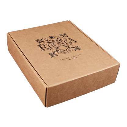 Coffret Atlanta carton kraft lisse 3 bouteilles 24,5x9x33cm personnalisé - FSC®7