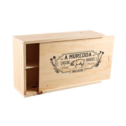 Caisse Tradition bois de Pin 2 btls 18,5x9x33cm personnalisée