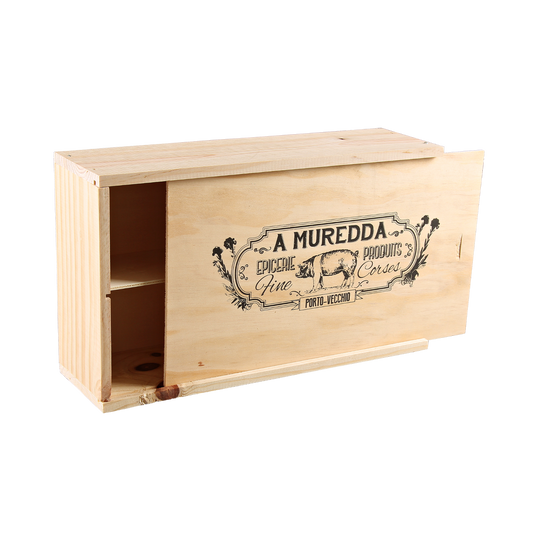 Caisse Tradition bois de Pin 2 btls 18,5x9x33cm personnalisée