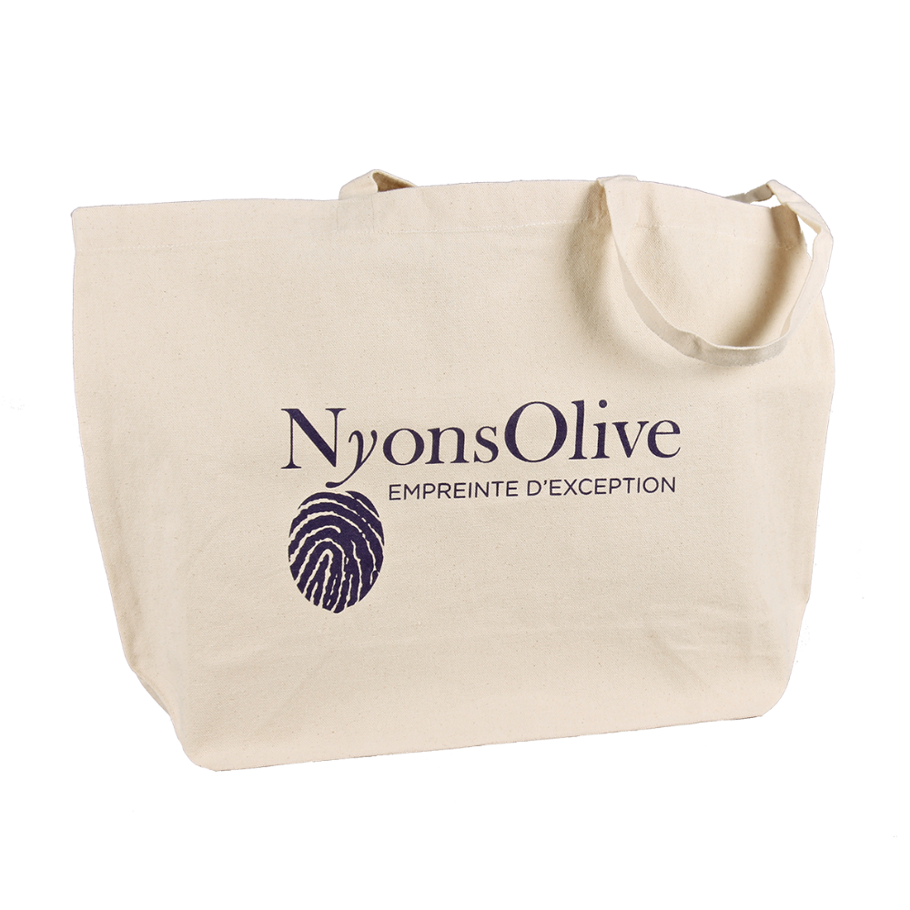 Sac toile coton naturel écru ; soufflet de fond 47x15x35cm, personnalisable