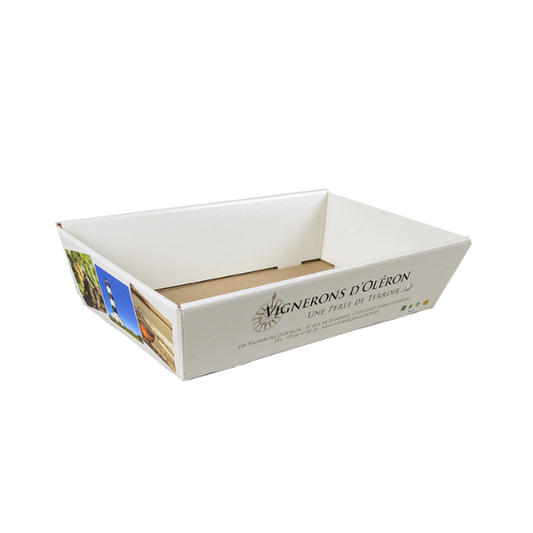Corbeille  carton rigide rectangle évasée, 34x21x8cm personnalisée