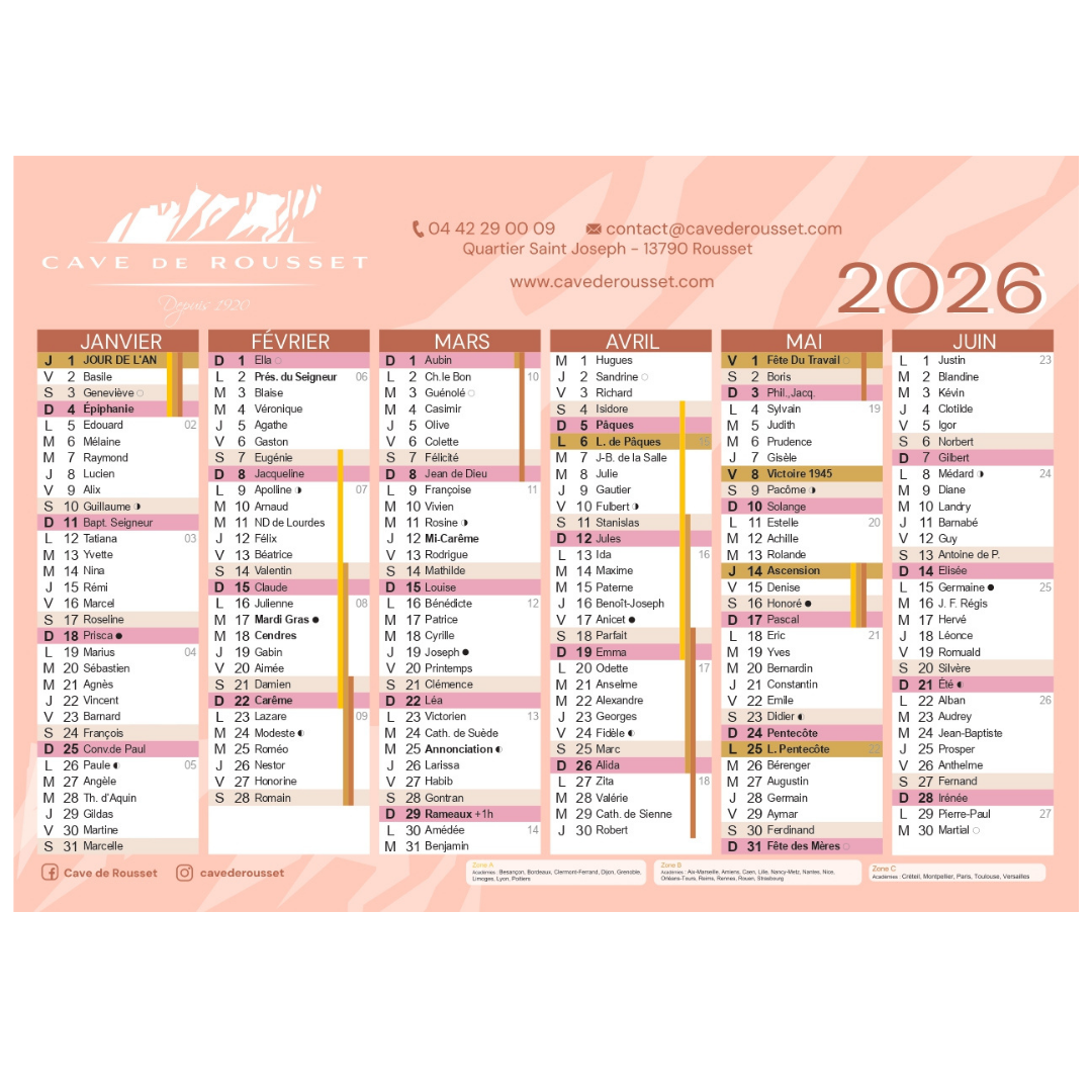 Calendar – 350gsm coated paper, A4 landscape, without holes