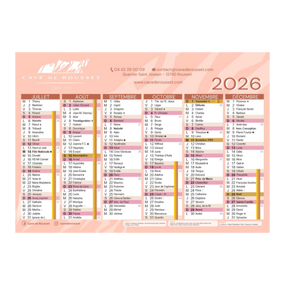Calendar – 350gsm coated paper, A4 landscape, without holes