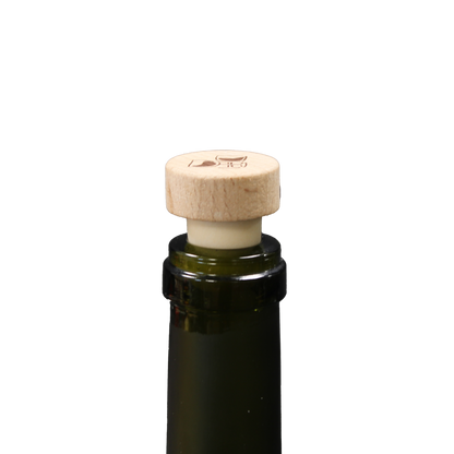 Personalized Charly bottle stopper with natural wood head