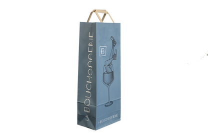 Kraft paper bag with flat handles, for 1-2 bottles, 16x9x39cm, customisable