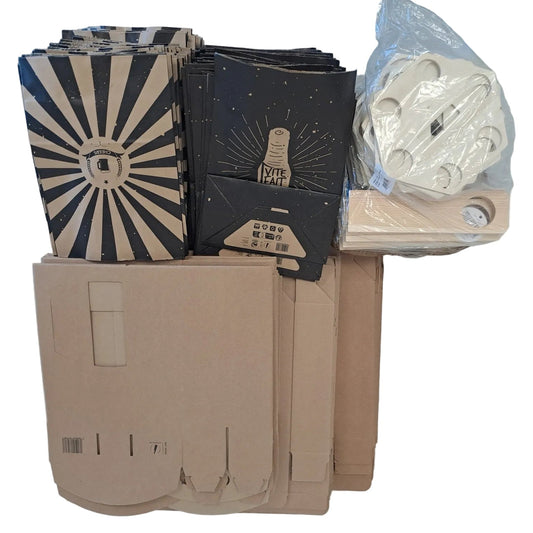 Lot de 166 emballages carton/sac et bois bierre