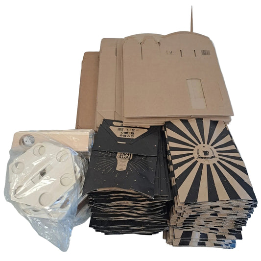 Lot de 166 emballages carton/sac et bois bierre