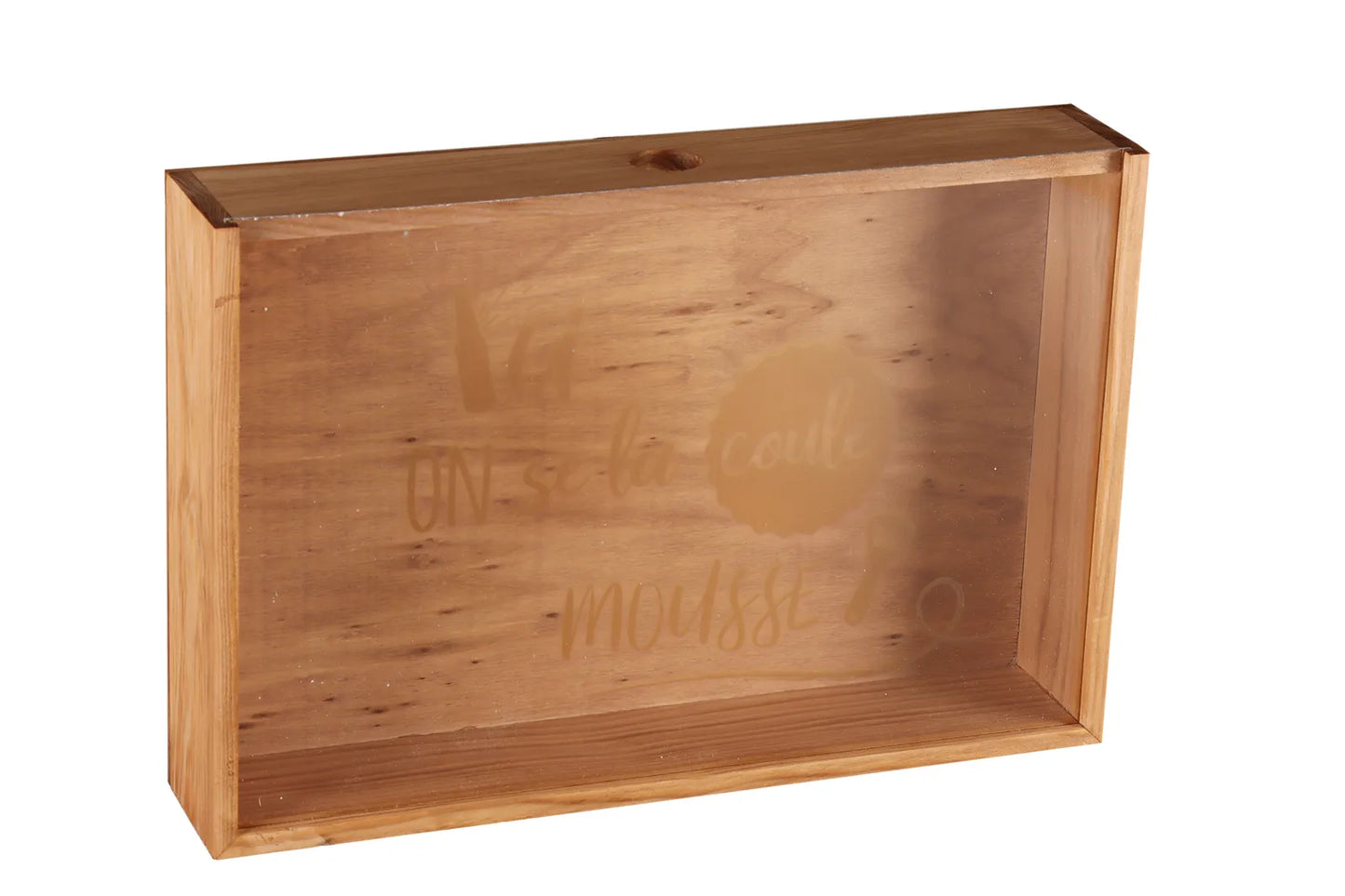 Caisse Castel bois de pin teinté cappucino 6 bières - Ici on se la coule mousse