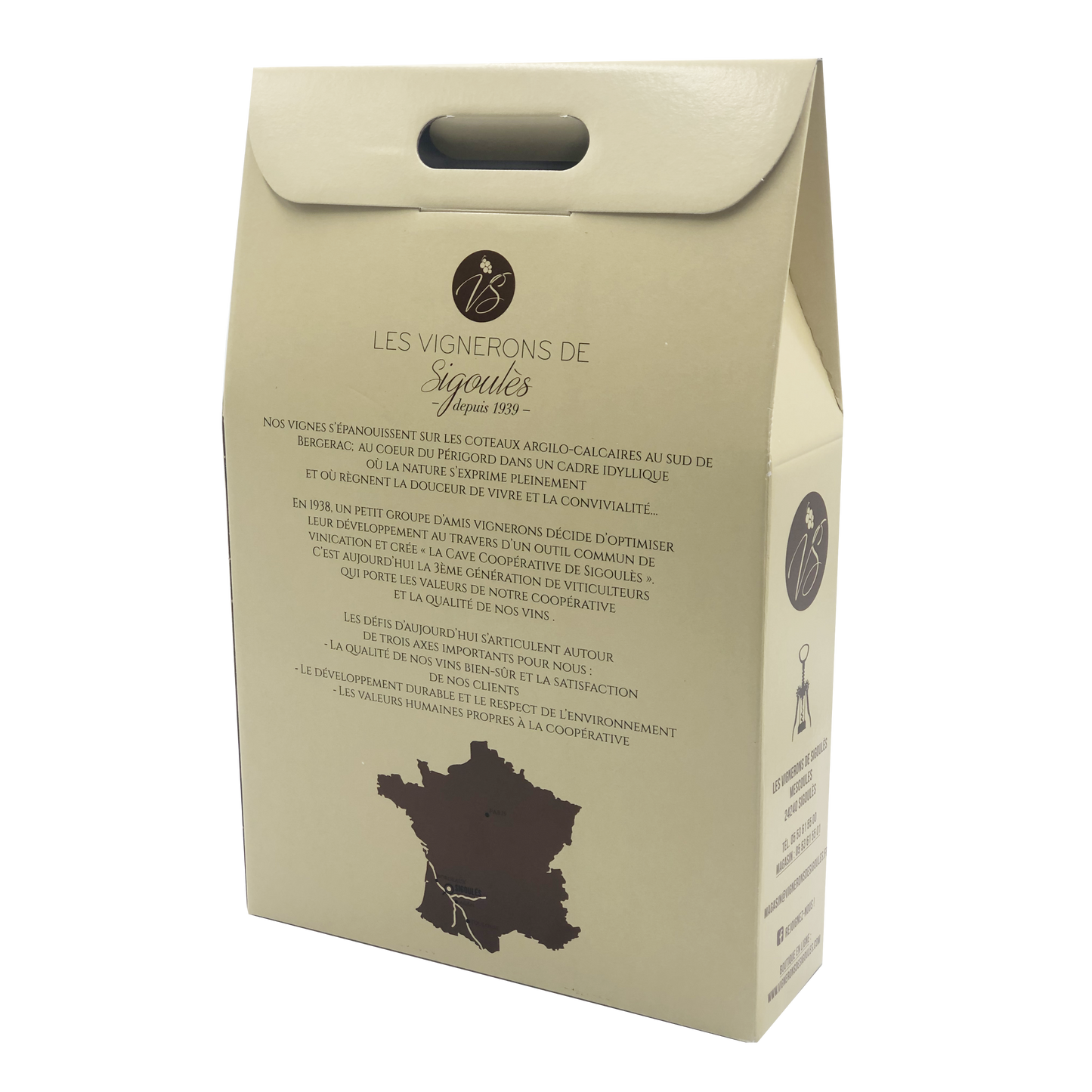 Valisette carton offset 3 btls 27x9x41cm personnalisée