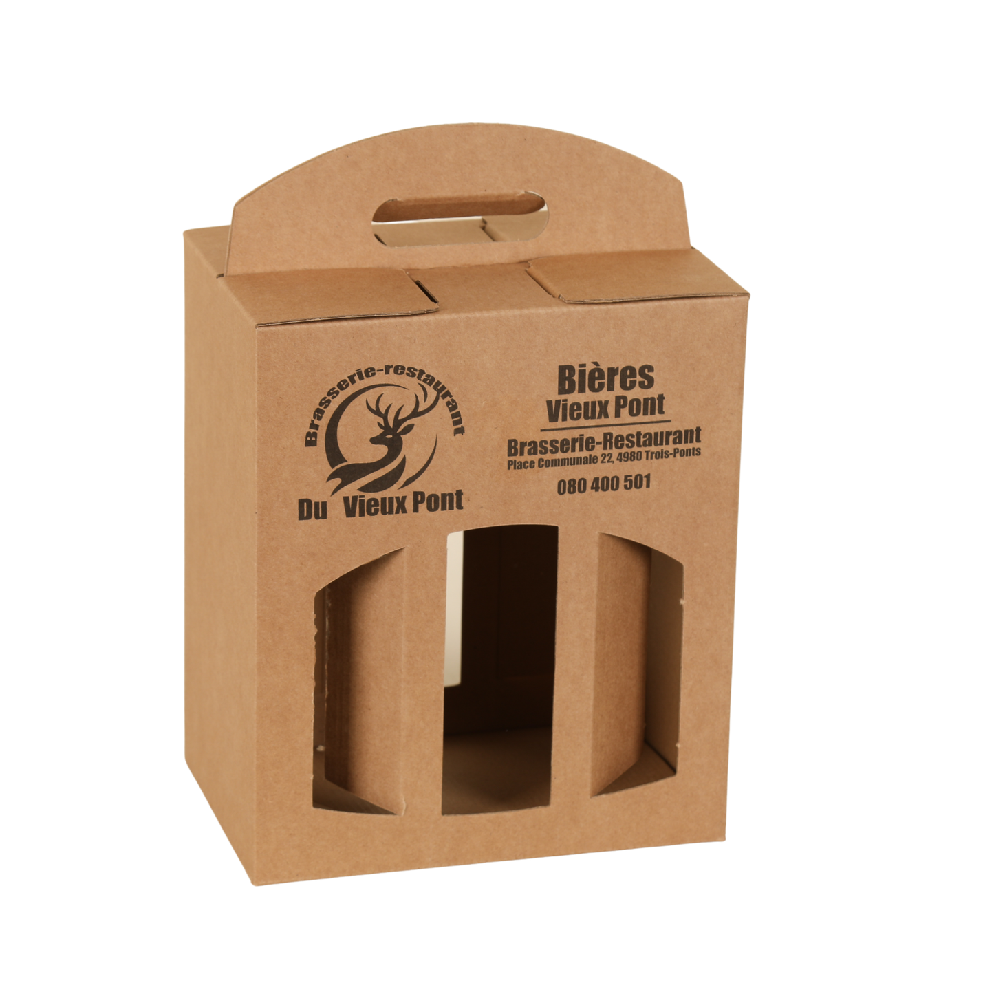 Valisette carton pour 6 bières 33cl (2x3) type long neck 18x12x24cm personnalisé