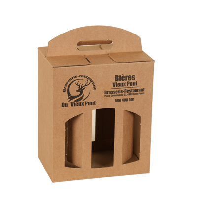 Valisette carton pour 6 bières 33cl (2x3) type long neck 18x12x24cm personnalisé